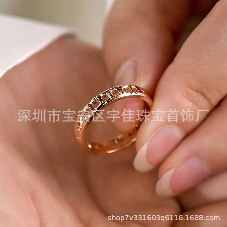 T Family Double T Hollow Sky Star Ring 925 Sterling Silver Plated 18K Gold Classic Wide and SMRARE EDITION VERSATILE PAR RING