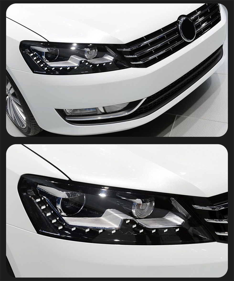 Zespół świateł samochodowych dla VW Passat B7 Reflektory 2011-20 15 DRL Stylizacja Angel Eye LED Lampka sygnałowa
