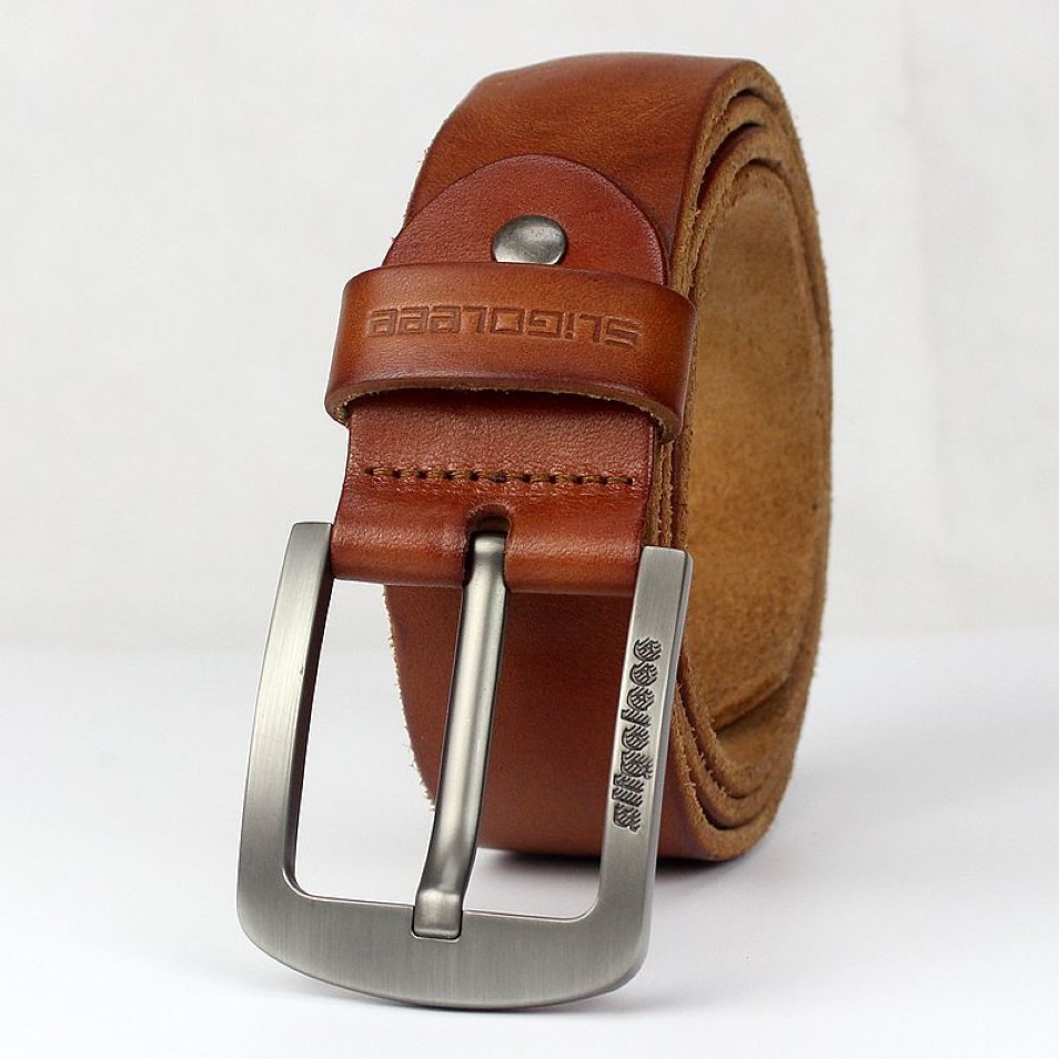 GEERSIDAN New designer high quality genuine leather men belt vintage wide pin buckle belt for men male jeans strap1343e