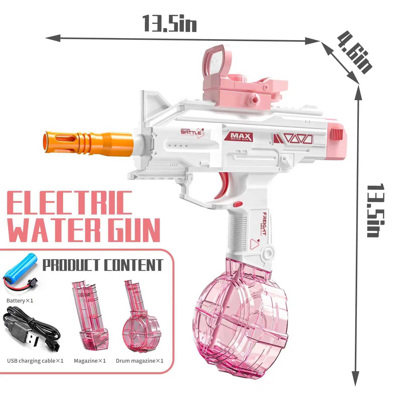 Gun Toys Water Gun Electric Gun Shooting Toy Gun hela automatiska sommarpoolstrandleksaker för barn pojkar flickor för vuxna 240307