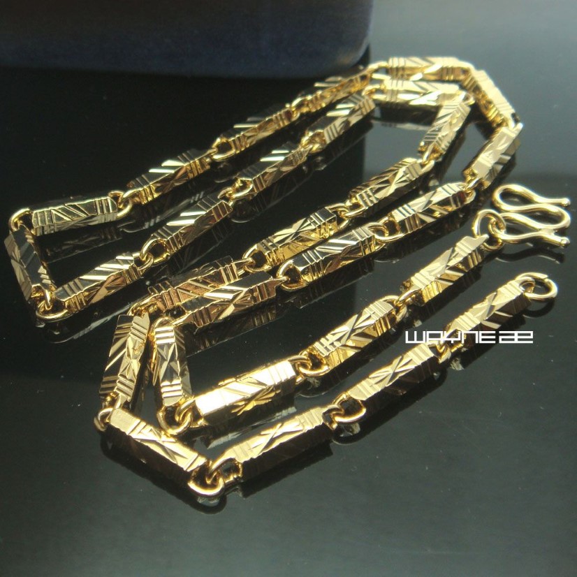 18k Guldfylld herrkvinnans finish Solid Cuban Link Halsbandskedja 50cm L N298206D