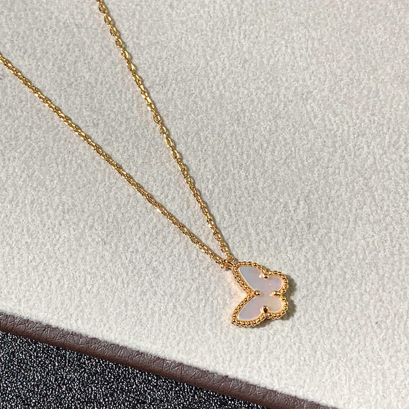 Designer ketting VanCF ketting luxe diamanten agaat 18k goud V gouden vlinderketting met verdikte ketting rosé goud lichte luxe