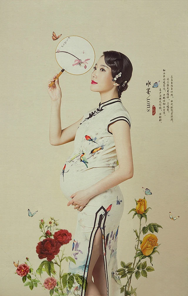 Klänningar ny stil moderskapsfotografering rekvisita fotografering gravid klänning traditionell kinesisk klänning kvinnors satin long cheongsam qipao