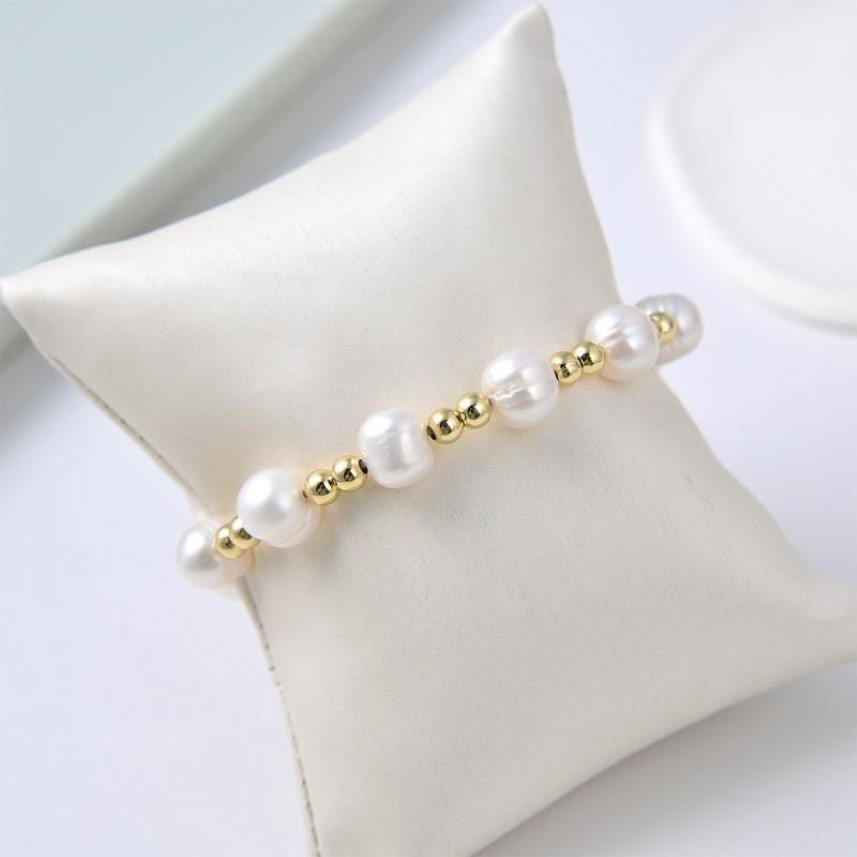 Beaded Strands European och American Fashion Freshwater Pearl Armband Hip-Hop Style305e