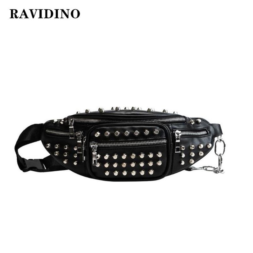 Style Punk Rivets taille Pack luxe concepteur Fanny petites femmes téléphone pochette ceinture sac sac à main MX200717207o