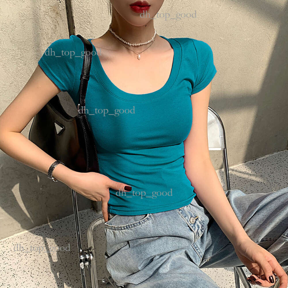 Cotton Short-Sleeved Women's T-Shirt, New Solid Color Round Neck Versatile Simple Bottoming Shirt 542