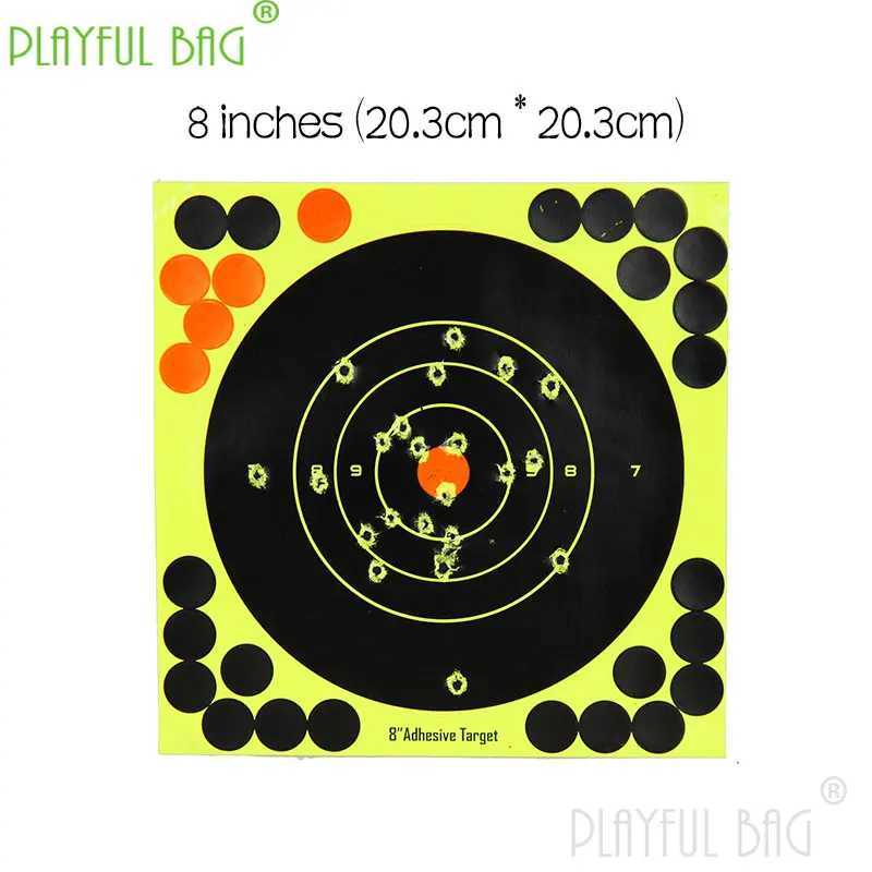 Gun Toys Oefenpapier voor zowel binnen als buiten zelfklevende sticker 8-inch fluorescerende doelaccessoires voor speelgoedwapens trigger target qd205 240307