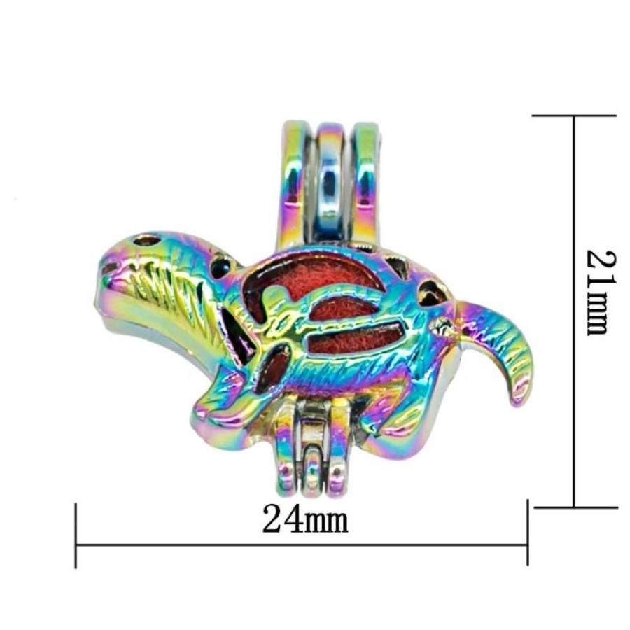 REYOW Multicolor Dinosaur Pearl Bead Cages Perfume Essential Oil Diffuser Locket Pendant Jewelry Making DIY298F