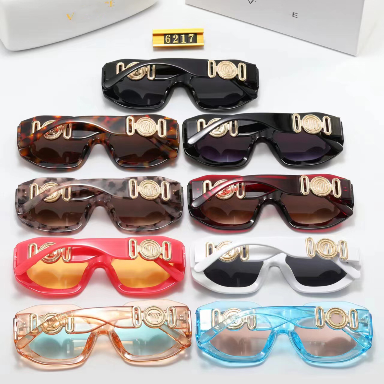 Дизайнерские брендовые солнцезащитные очки Роскошные солнцезащитные очки Высококачественные очки Женские очки Мужские солнцезащитные очки UV400 линзы Унисекс Новые 6217 Персонализированные солнцезащитные очки на голову 9 цветов