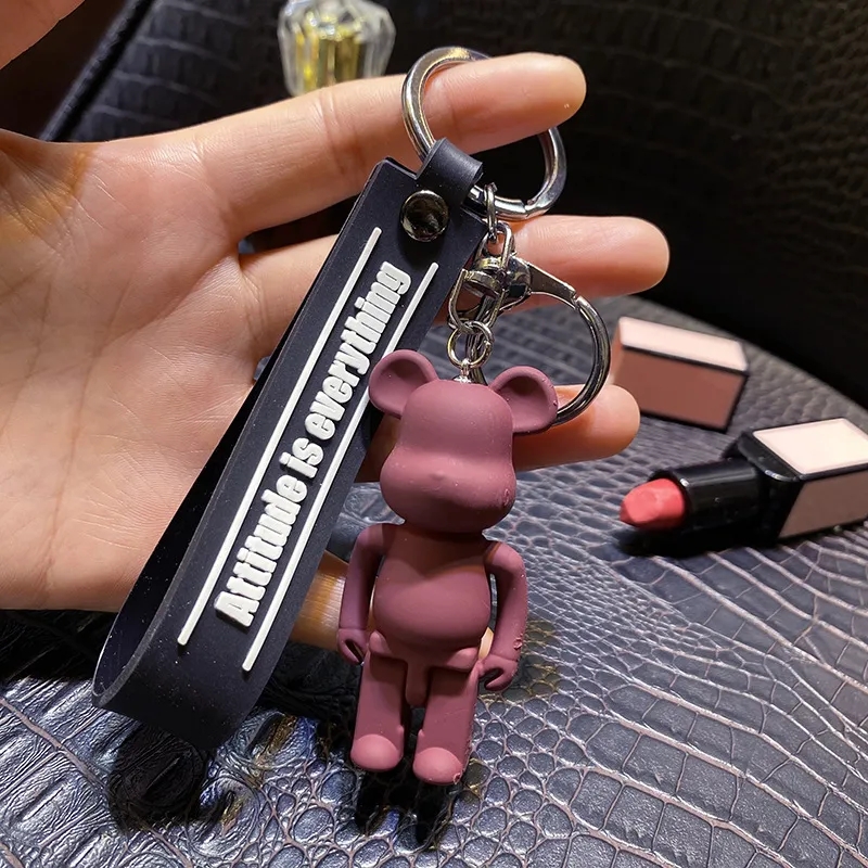 2024 monochrome violent bear keychain cute creative cartoon lovers key pendant doll bag key chains