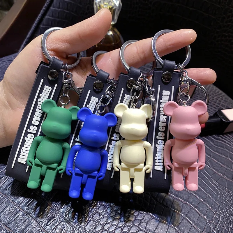 2024 monochrome violent bear keychain cute creative cartoon lovers key pendant doll bag key chains