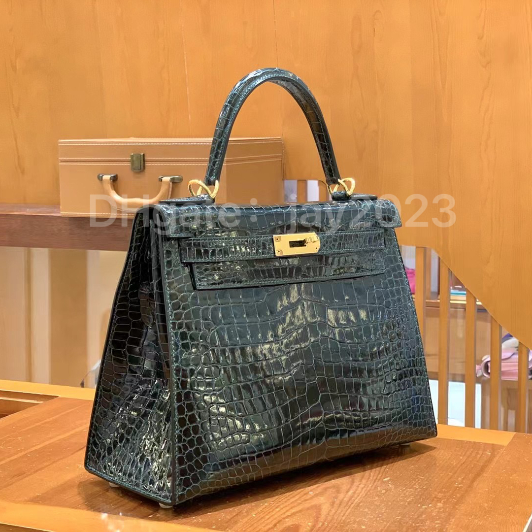 10S Top Ręcznie robione torba na torbę TOTE TOTE Classic Importowaną najwyższą jakość Bay Crocodile Skin 28 cm z pudełkiem