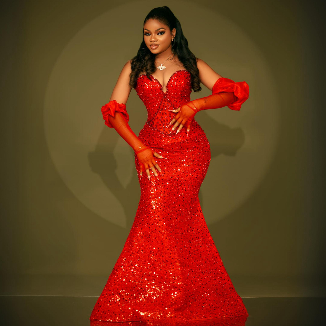 2024 African Aso Ebi prom jurken Mermaid Red Evening Jurns Lover Soundined Lace Pearls Sheer Neck Formal Dress voor Nigeria Black Women Birthday Party Jurken AM489