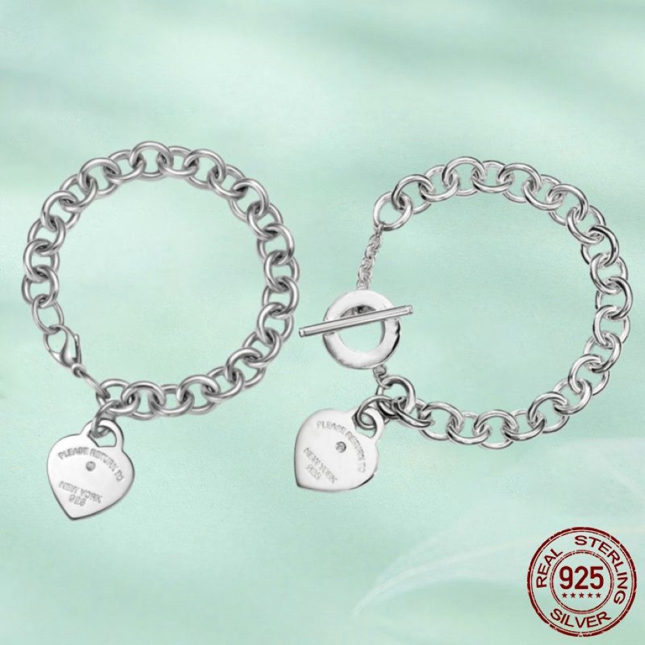 T Designer Heart Tag Bracelet chaîne pendentif avec diamant Collier boucles d'oreilles en argent sterling 925 Bijoux en or rose or 18 carats Fa318S