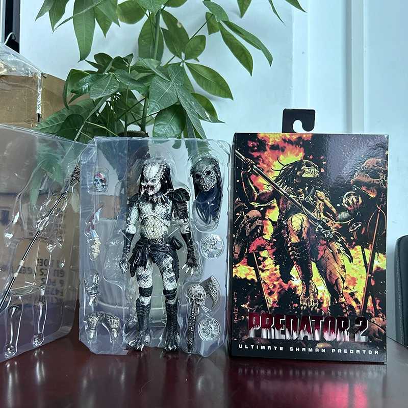 Anime Manga NECA Ultimate Elder Predator Figura Lost Hunter Shaman Predator Action Figure Modelo Brinquedos Colecionador Móvel Decoração de Presente de Aniversário J240308