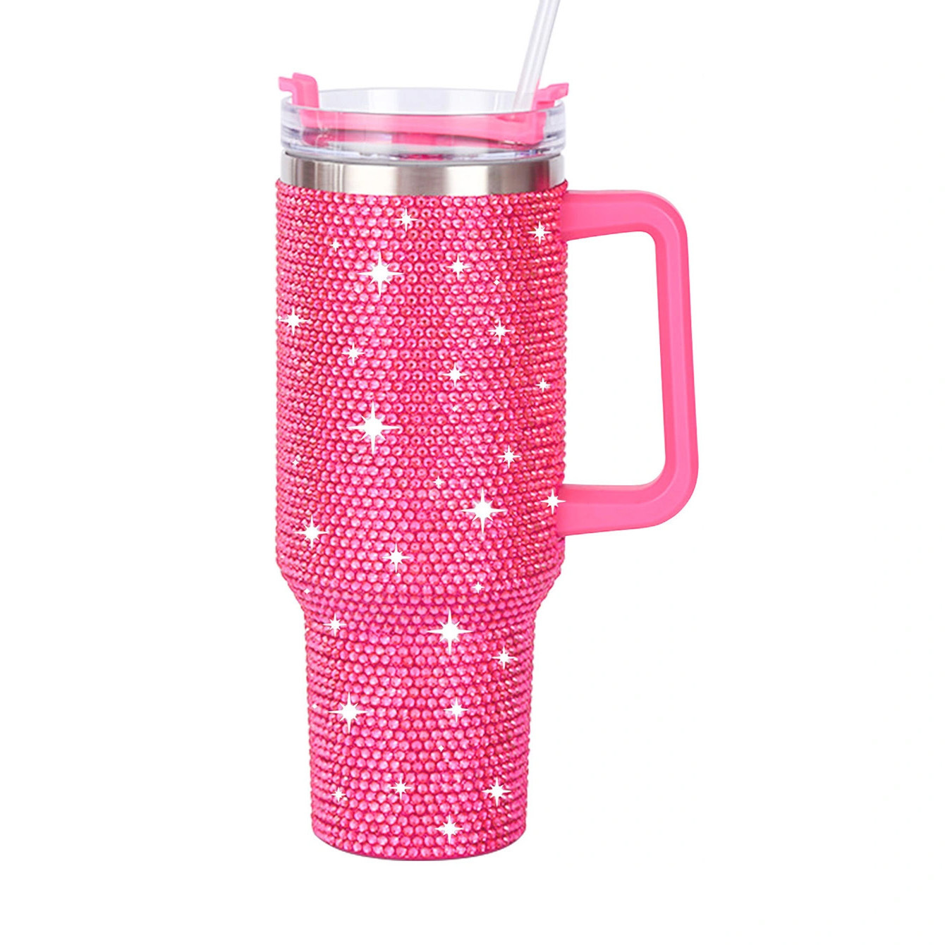 40oz Shiny Diamond Tumble Coffee Insulation Cup Stainless Steel Car Bottle Straw Large Capacity Rhinestone Cup