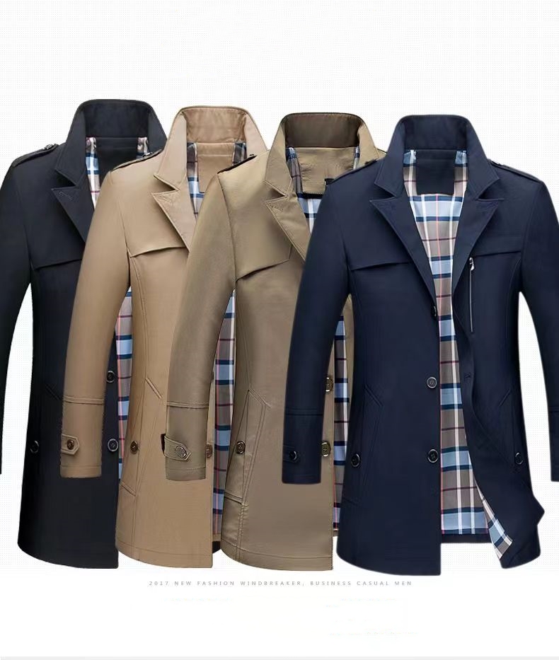 Herren-Trenchmäntel, Herbst-Winter, modisch, Baumwollmischung, lässig, Business-Mantel, Herren-Sportmäntel, hübscher, solider langer Trenchcoat, schmale Oberbekleidung, Herren-Windjacken, M-4XL