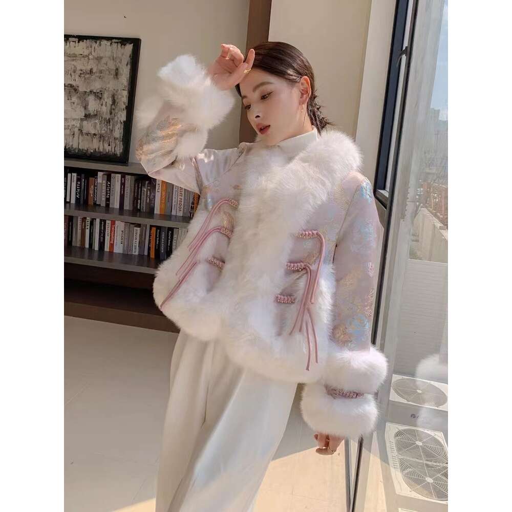 White Fox Fur Grass For Women's 2023 New Celebrity Chinese Style Goose Down Coat Winter 643325