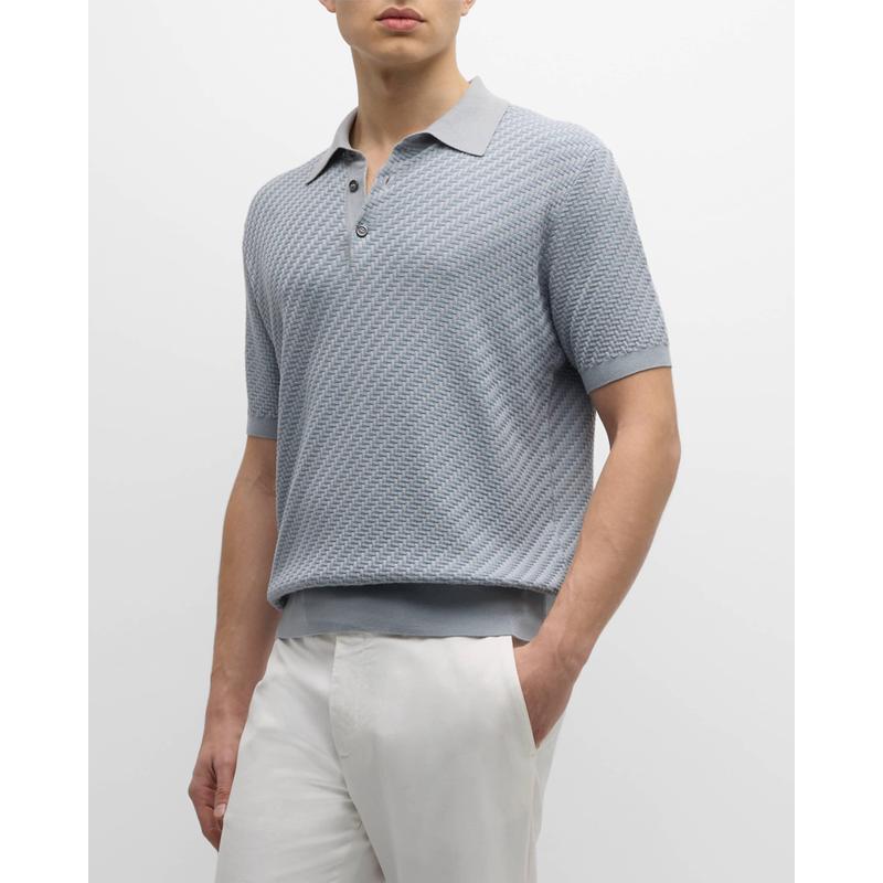 Polos pour hommes printemps et été Brioni bleu manches courtes t-shirt confortable