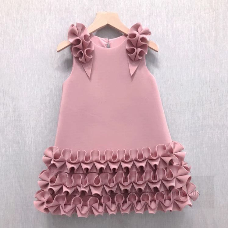 Girls Tiered Falbala Cake Abite Abito da ballo In Kids Ruffle Fly maniche Principessa Abito estate bambini abbigliamento Z7025