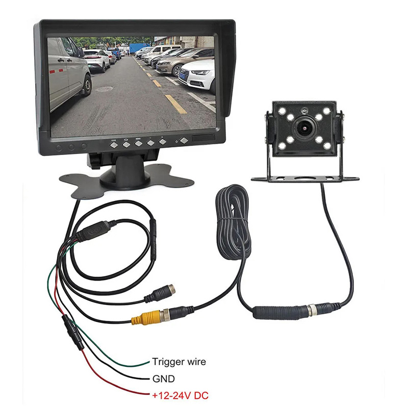 Vanxse 7-inches TFT LCD Monitor 800X480 HD 2CH 4-pin Aviation Video Input Switch Display for Vehicle Backup Rear View Reverse Camera Security Camera STB Car DV-M702H