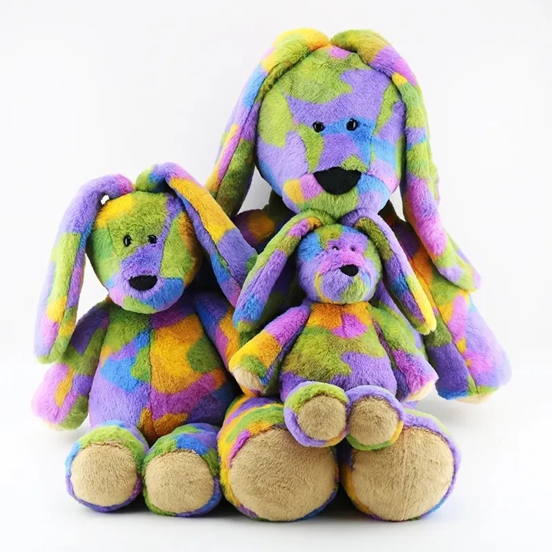 2024 fyllda djur leksaker plysch söt 35 cm färgglad björn kanin enhörning regnbåge mjuk söt docka