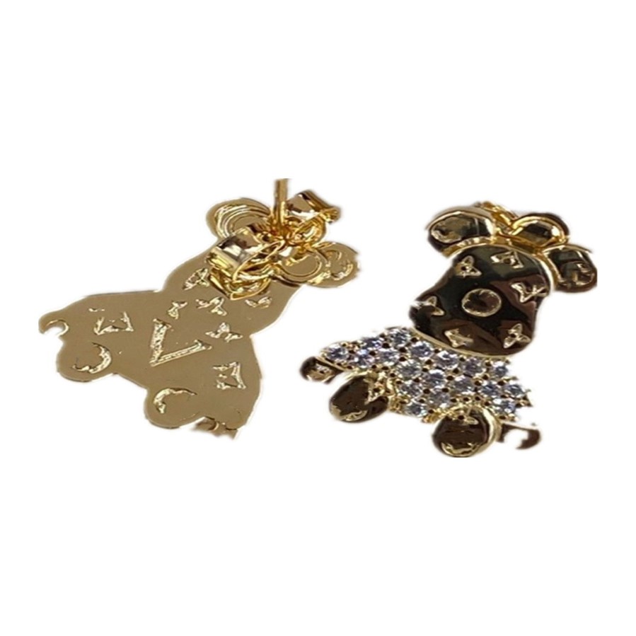 Gioielli di design di lusso Chiodi Orecchini con orso da donna con diamanti Fascino Orecchini ad ala eleganti in rame placcato oro Nuovo stile256J