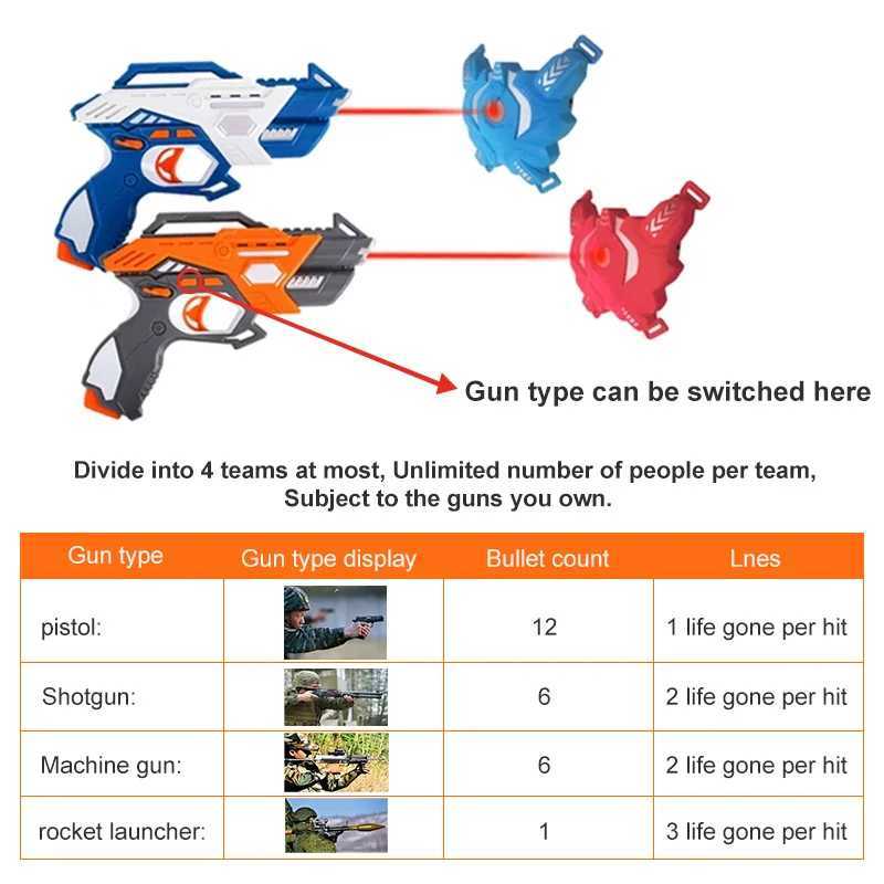 Gun Toys Electric Laser Tag Gun Infrared Gun-Toy Gun Blaster Laser Gun Combat Interaction Game Set For Boys Indoor Outdoor Sports 240307