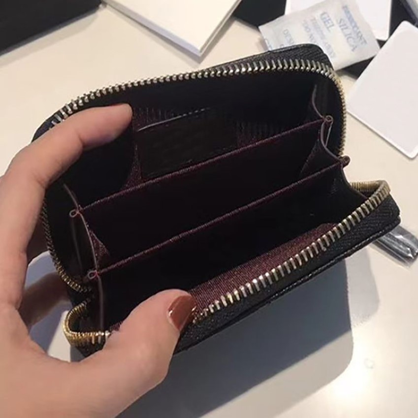 2022 Ny high-end Custom Zipper Luxury Ladies Coin Purse Caviar Leather Casual modekort Holder Card Holder298i