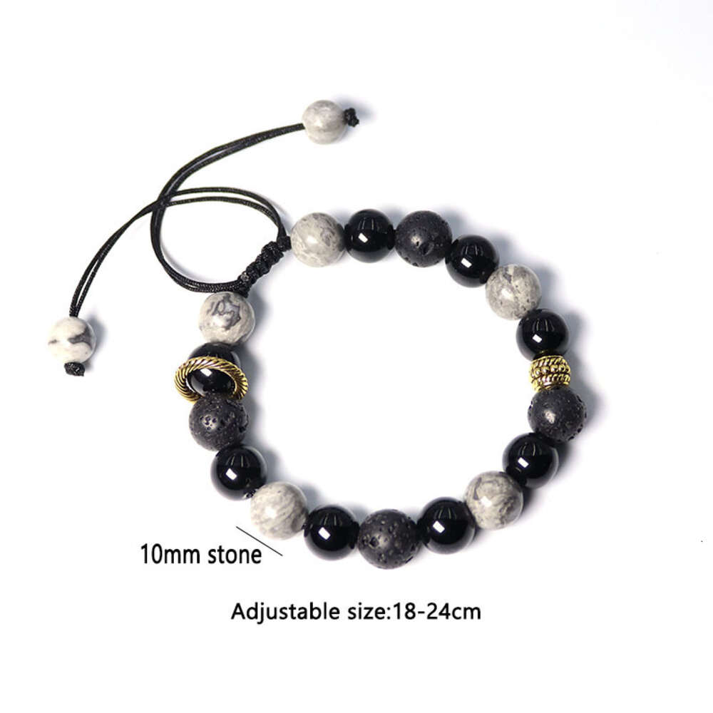 Nouveau Bracelet obsidienne hommes avec perles volcaniques de haute qualité garçon ami