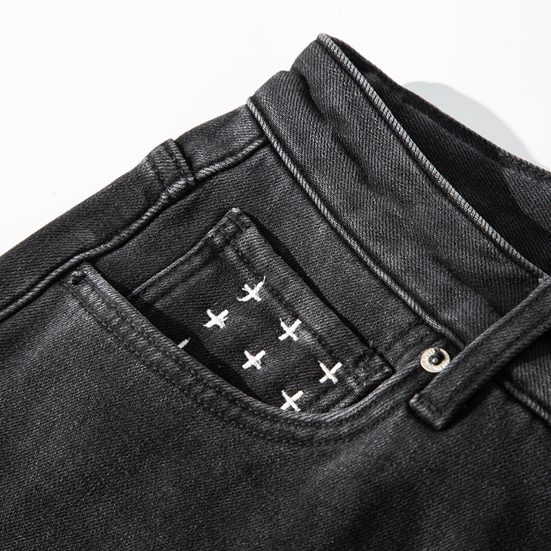 Jean noir élastique pour hommes, ample, Micro cône droit, tendance, nouvelle collection automne et hiver