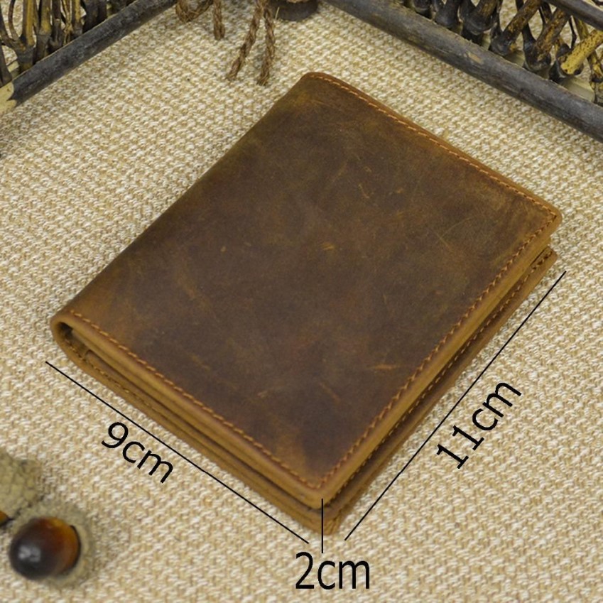 Męskie szalone skórzane portfele kieszeniowe brązowy oryginalny portfel ze skóry z pionową torebką w pionowym zamkiem błyskawicznym