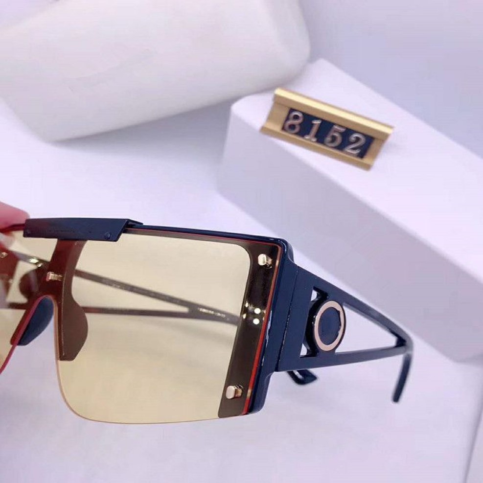 Nueva moda 8152 Mujeres de lujo Gafas de sol de diseñador de marca para hombre Gafas de sol de lujo cuadradas de gran tamaño Lente gradiente Vintage con box276B