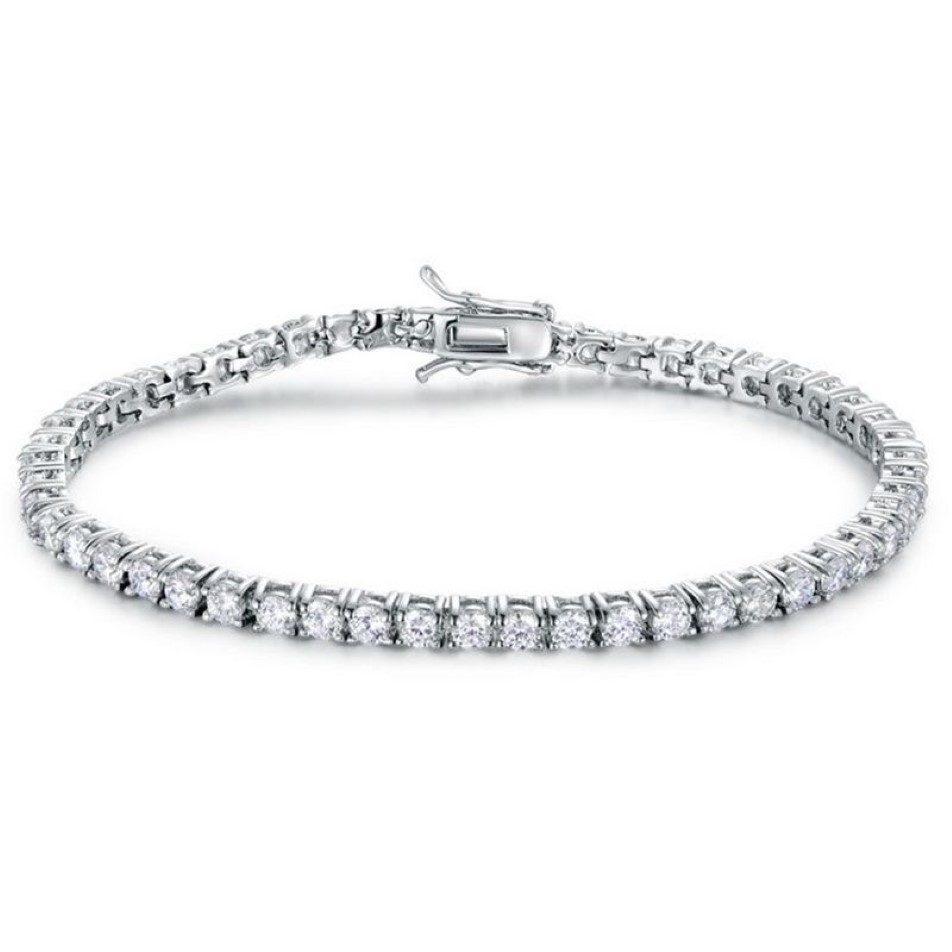 Quality 4A Entire 3mm 4mm CZ Tennis Bracelet In Real Solid 925 Sterling Silver Classial Jewelry Lot183U