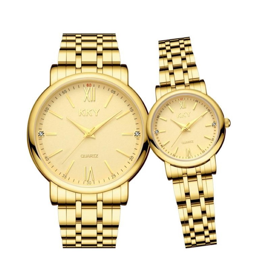 Relógios de pulso KKY Marca Casal Relógio de Ouro 2021 Relógios Masculinos Luxo Quartz Mulheres À Prova D 'Água Senhoras Moda Casual Amante Clock320D