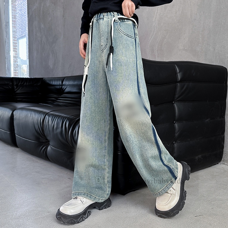 Designer Big girls jeans old kids letter embroidered casual denim pants 2024 spring teenagers cowboy trousers Z7052