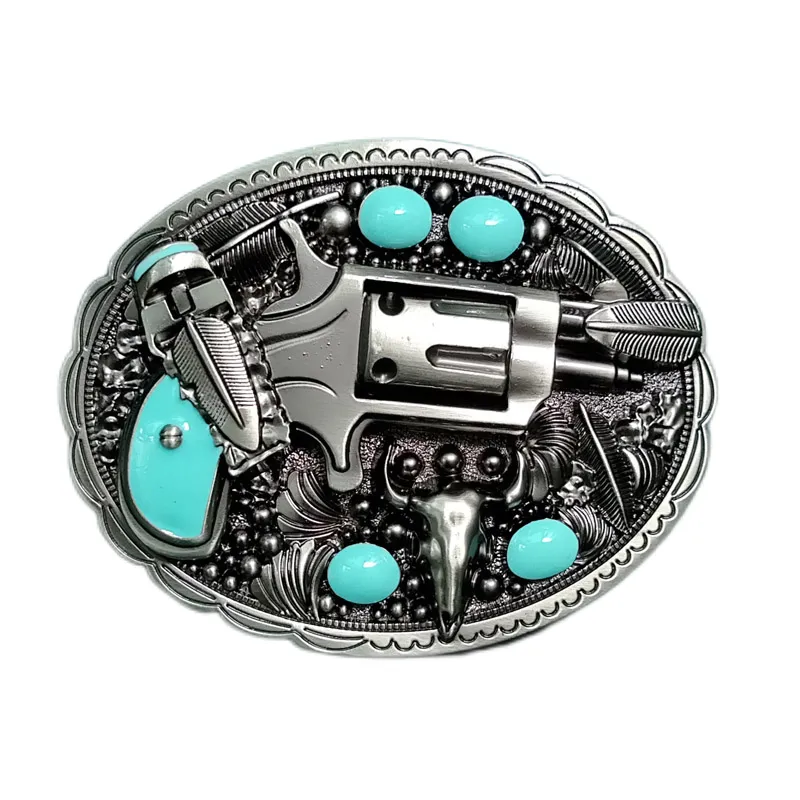 Retro Western Cowboy Turquoise Bead Belt Boxle for Men Women Fit 4cm Wide Beal Belts Head244W