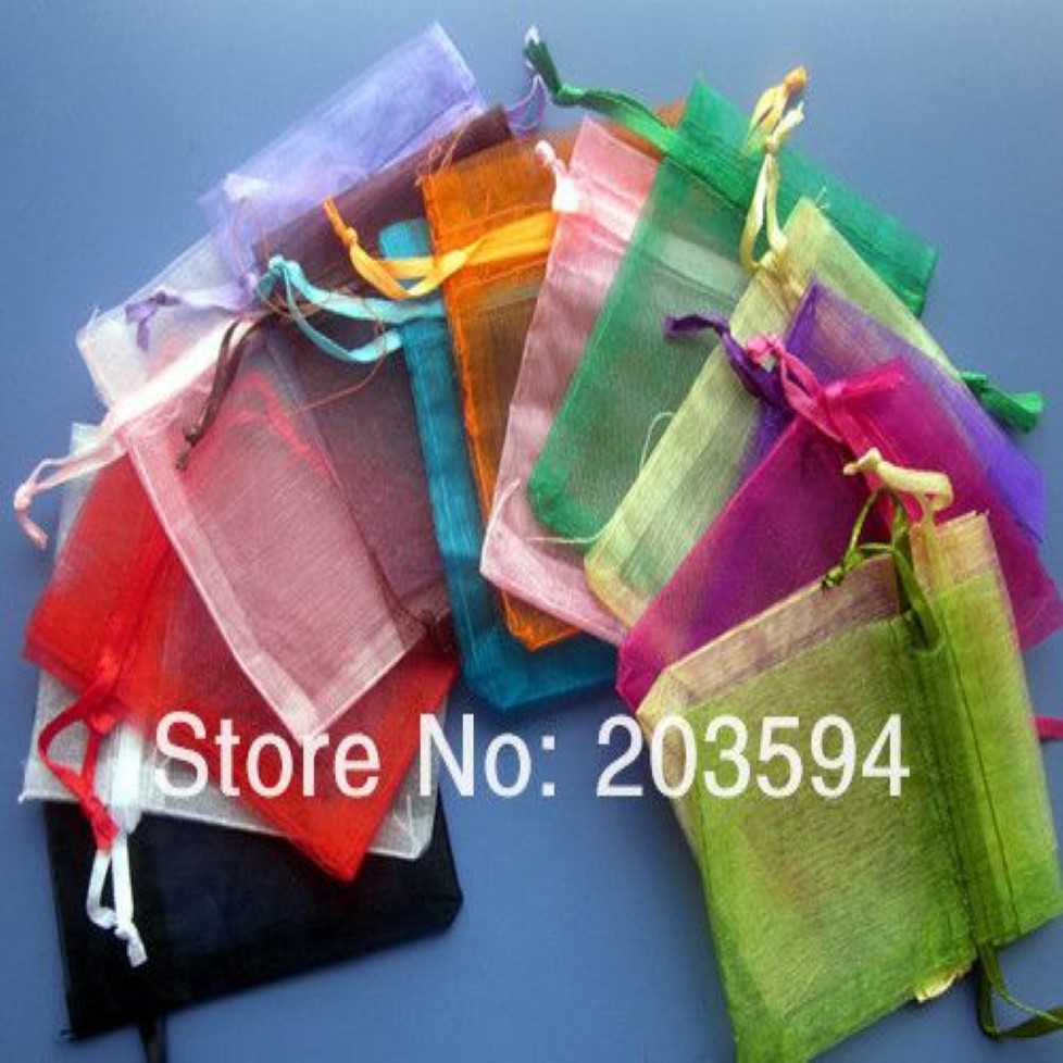 Lote de 500 Uds. De bolsas de Organza dibujables para embalaje de joyas de Color verde oscuro, bolsas de regalo de boda de 7x9cm, 186w