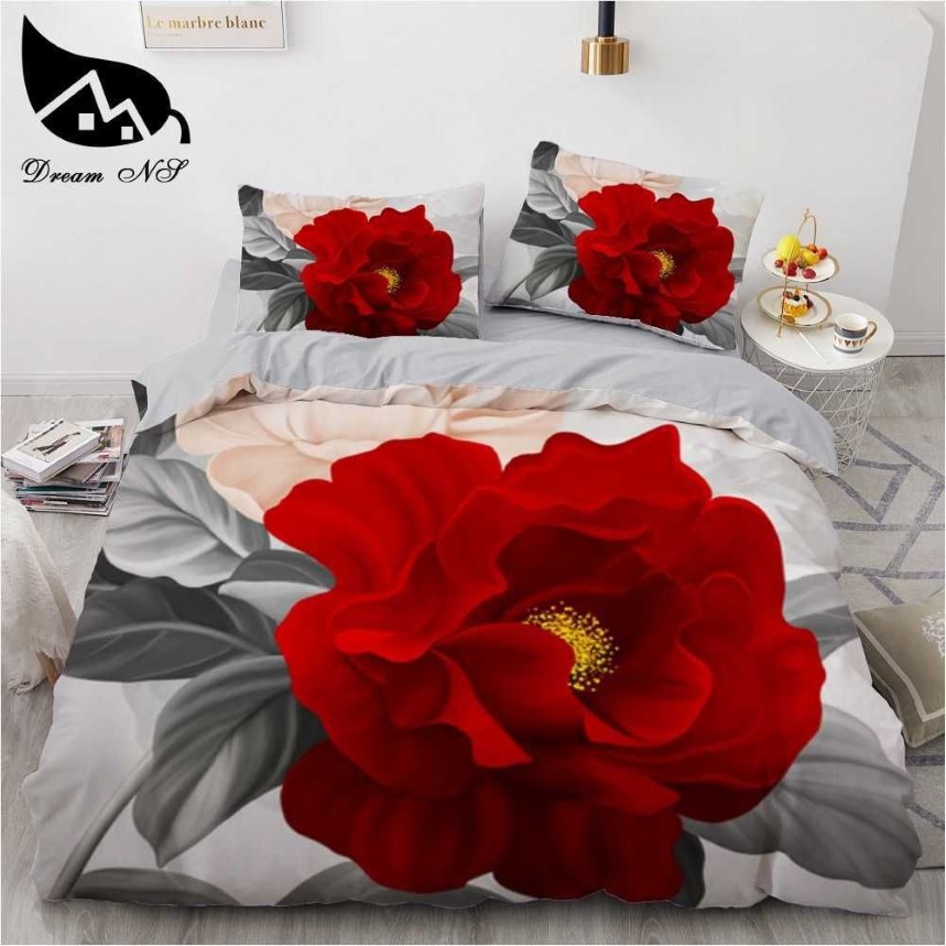 Traum NS Neue 3D Bettwäsche Sets Reaktiven Druck Lila Rose Blumen Muster Quilt Abdeckung Bett juego de cama H0913232W