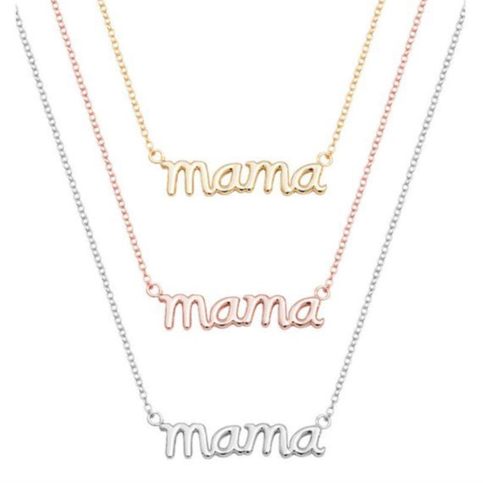 10 PZ Piccola Mamma Mamma Mamma Lettere Collana Timbrata Parola Iniziale Amore Alfabeto Madre Collane il Ringraziamento Festa della Mamma3191