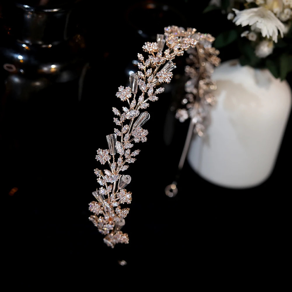 Facinators Diadema Invitado Tocado de boda Accesorios para el cabello Tiara de cristal Flor Couronne Banda para el cabello nupcial Joyería de dama de honor 240301