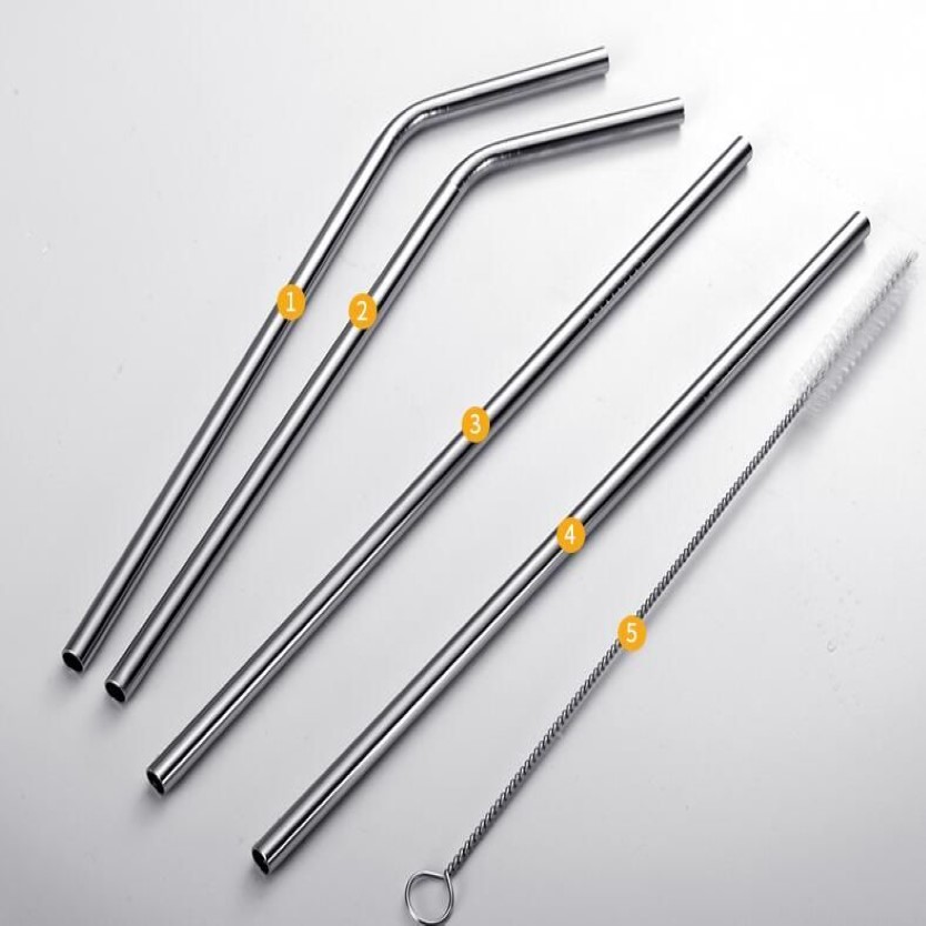 Reusable Bent Straight Stainless Steel Straws Metal Straw Cocktail Drinking Straw for 30oz Tumbler Party Bar Accessories186g