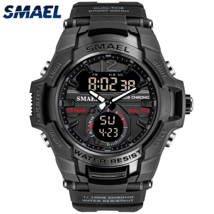 Smael nova moda dupla tempo led relógio digital masculino cronógrafo à prova dwaterproof água casual esporte relógios de quartzo saat relogio masculino 2272k