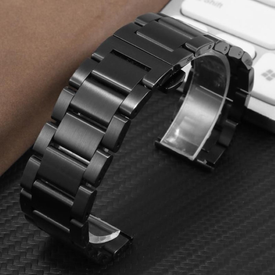 Titta på band 20mm 22mm 24mm rostfritt stål Watchband för C-ASIO PRG-600YB PRW-6600 EQB-501 EFR-303L Wach Chain Silver Black222R