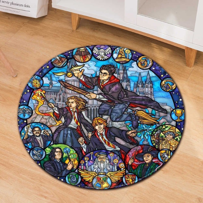 Anime Magic University Collage Door Mat Floor Mat Round Carpet Rug Home el Living Room For Kids Boys Girl Anti Slip 2107272603