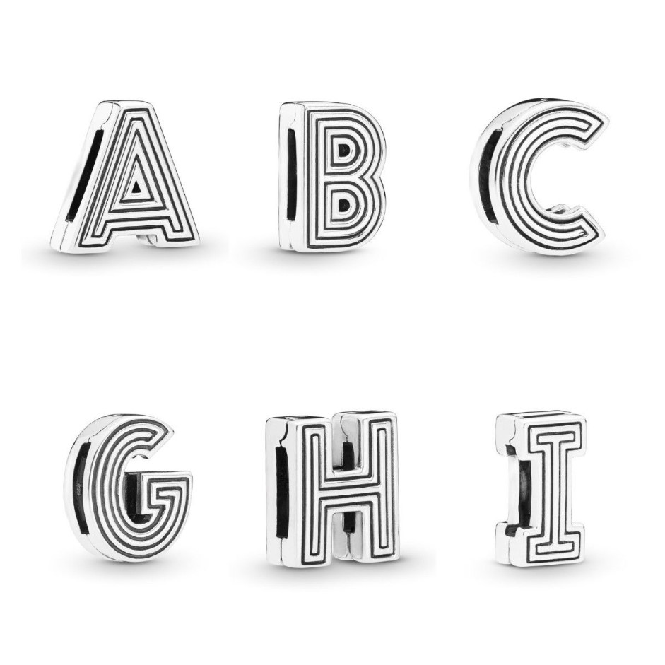 100% 925 Sterling Silver Letter A-M Clip Charms Fit Reflexions Mesh Armband Fashion Women Wedding Engagement Jewelry Accessories277h