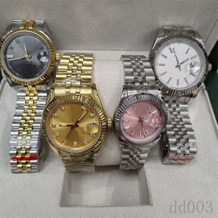Дизайнерские часы высокого качества datejust наручные часы женские розовые белые бриллианты Montre водонепроницаемые мужские часы с покрытием золото серебро automa231k