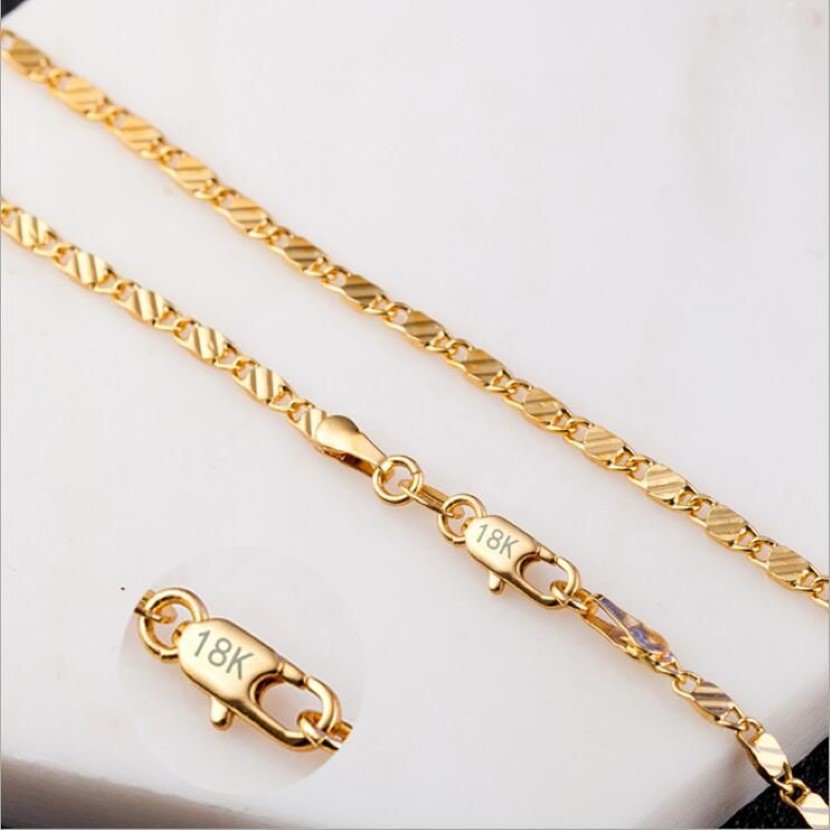 SMTCAT 2MM Slim Women Men 585 Gold Color Necklace Colar de Ouro Link Chains 16 18 20 22 24 Factory J261E