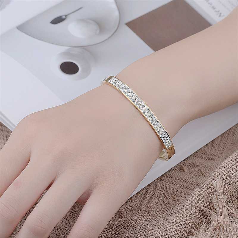 Titanium steel three row diamond bracelet with detachable clasp bracelet with card home full sky star row diamond bracelet light luxury