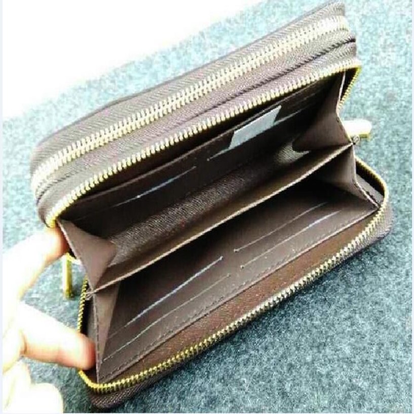 Double Zipper Wallet Det mest eleganta sättet att bära runt pengarkort och mynt män läderväska korthållare långa affärskvinnor 214T